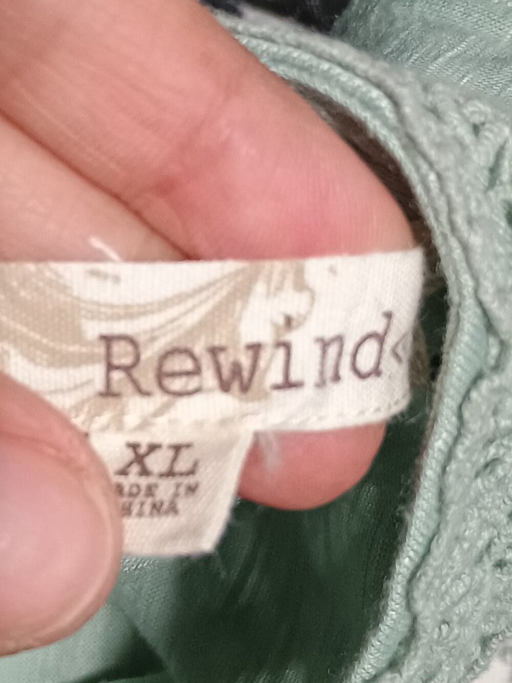Rewind Mint Green Lace Mock Neck Sleeveless Top XL Boho Crochet Overlay Keyhole - Picture 4 of 9